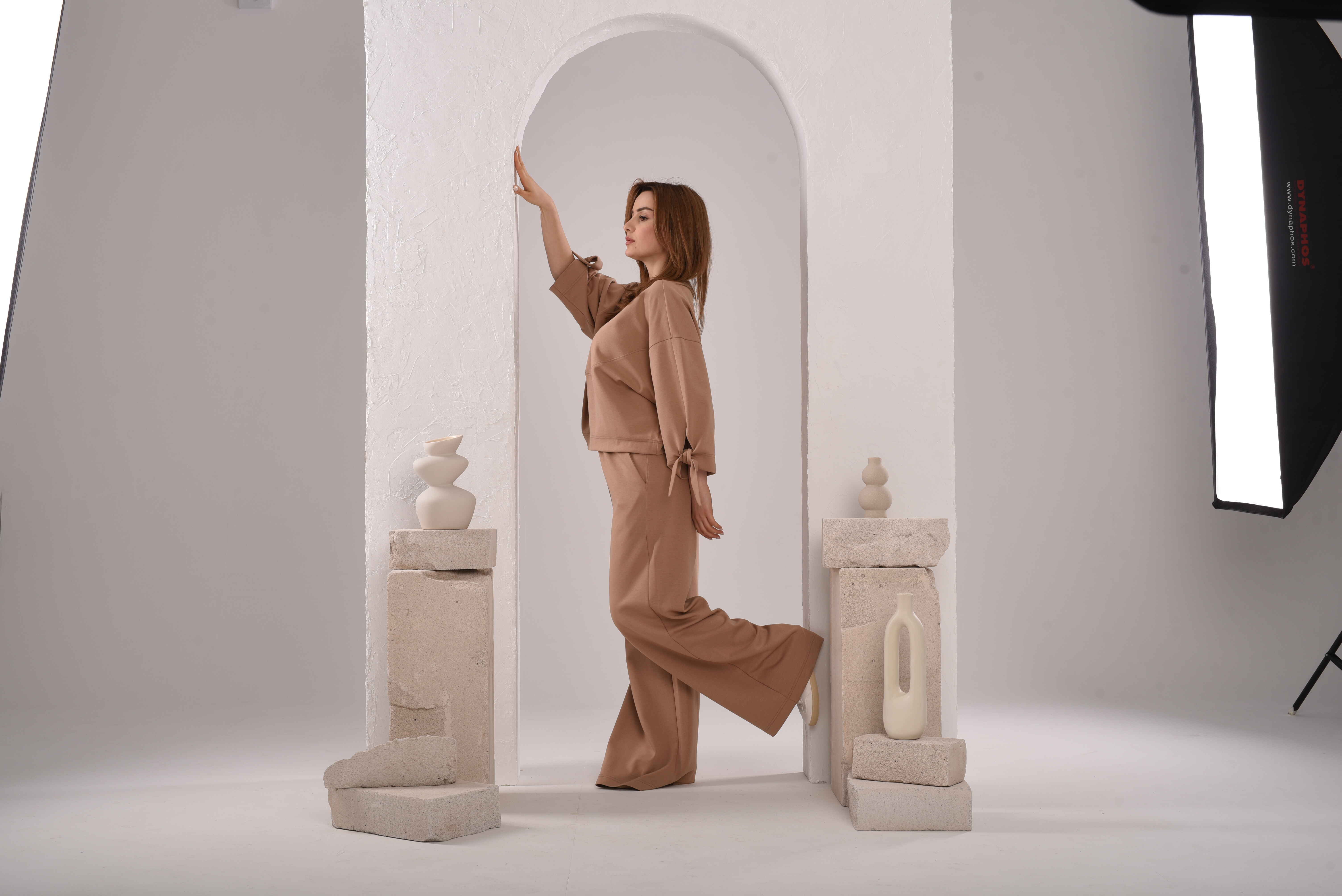 Blouse with bow sleeves in Choco milk Blouse with bow sleeves in Choco milk