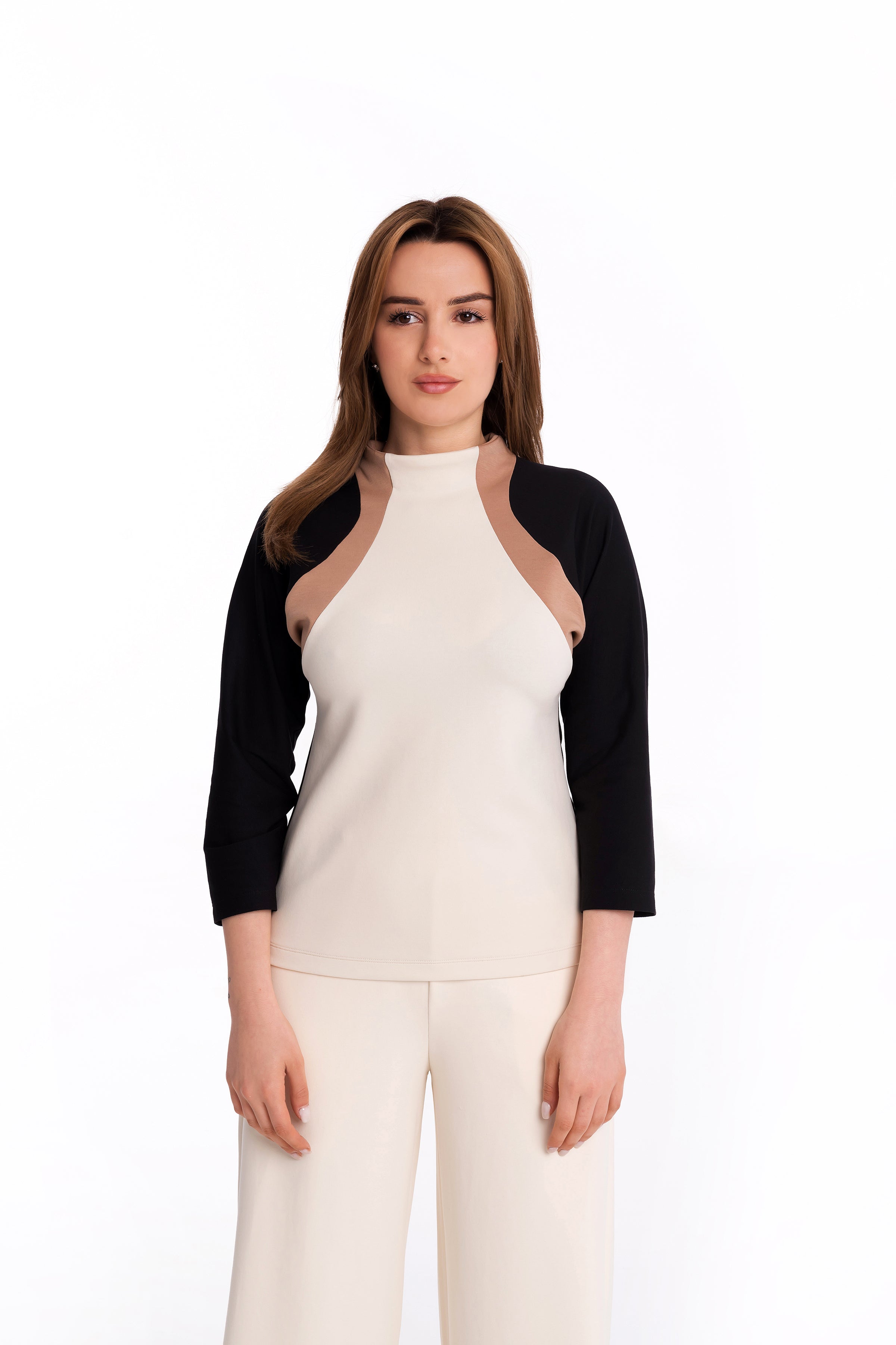 Multicoloured blouse in cotton tricot Multicoloured blouse in cotton tricot