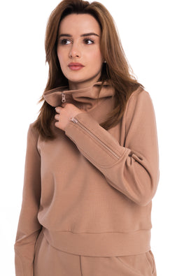 Sweater with a high collar and zipper