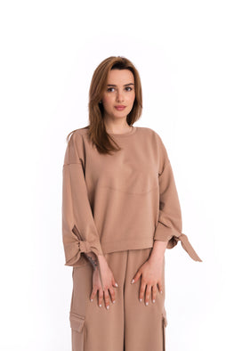 Blouse with bow sleeves in Choco milk