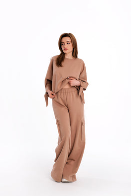 Blouse with bow sleeves in Choco milk