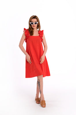 Dress with curly straps