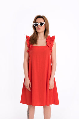 Dress with curly straps