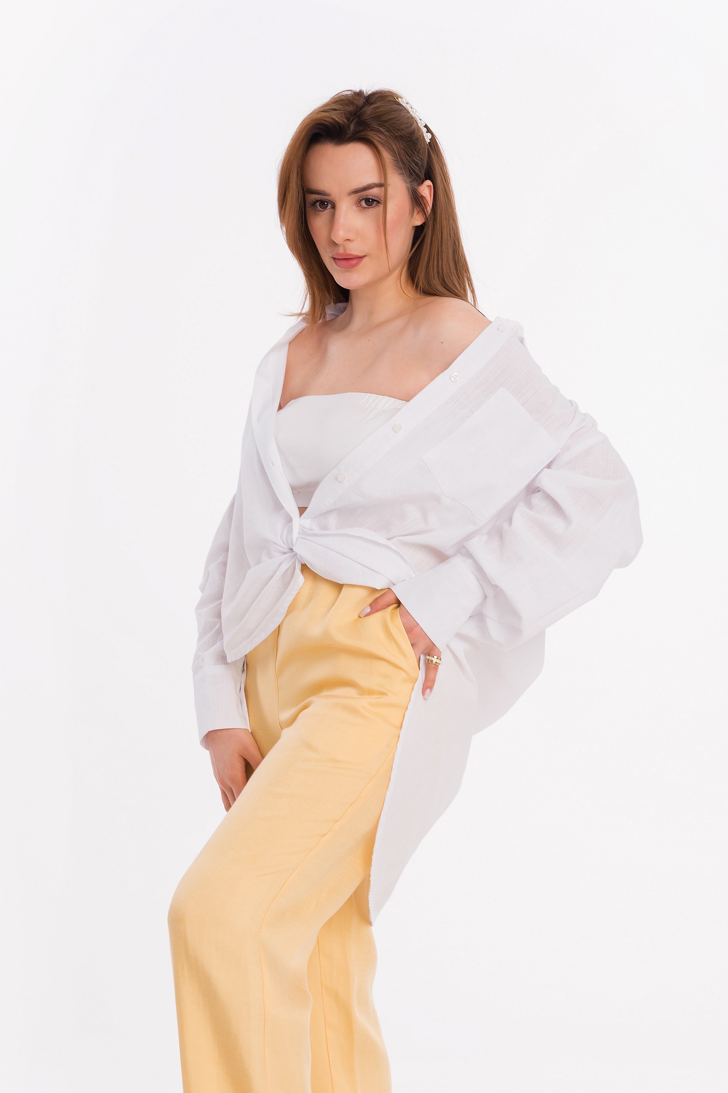 Loose white shirt with long sleeves Loose white shirt with long sleeves