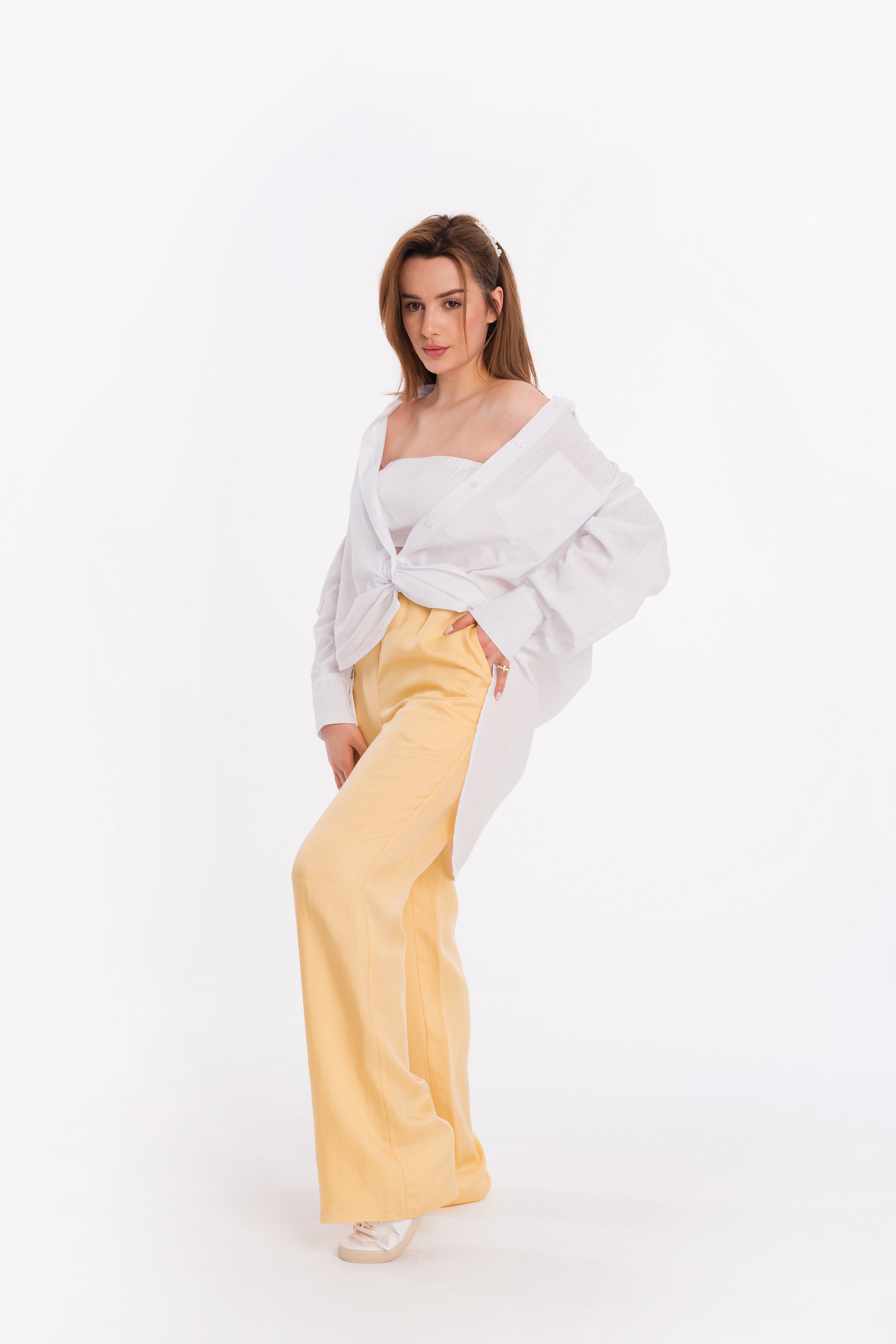 Loose white shirt with long sleeves Loose white shirt with long sleeves