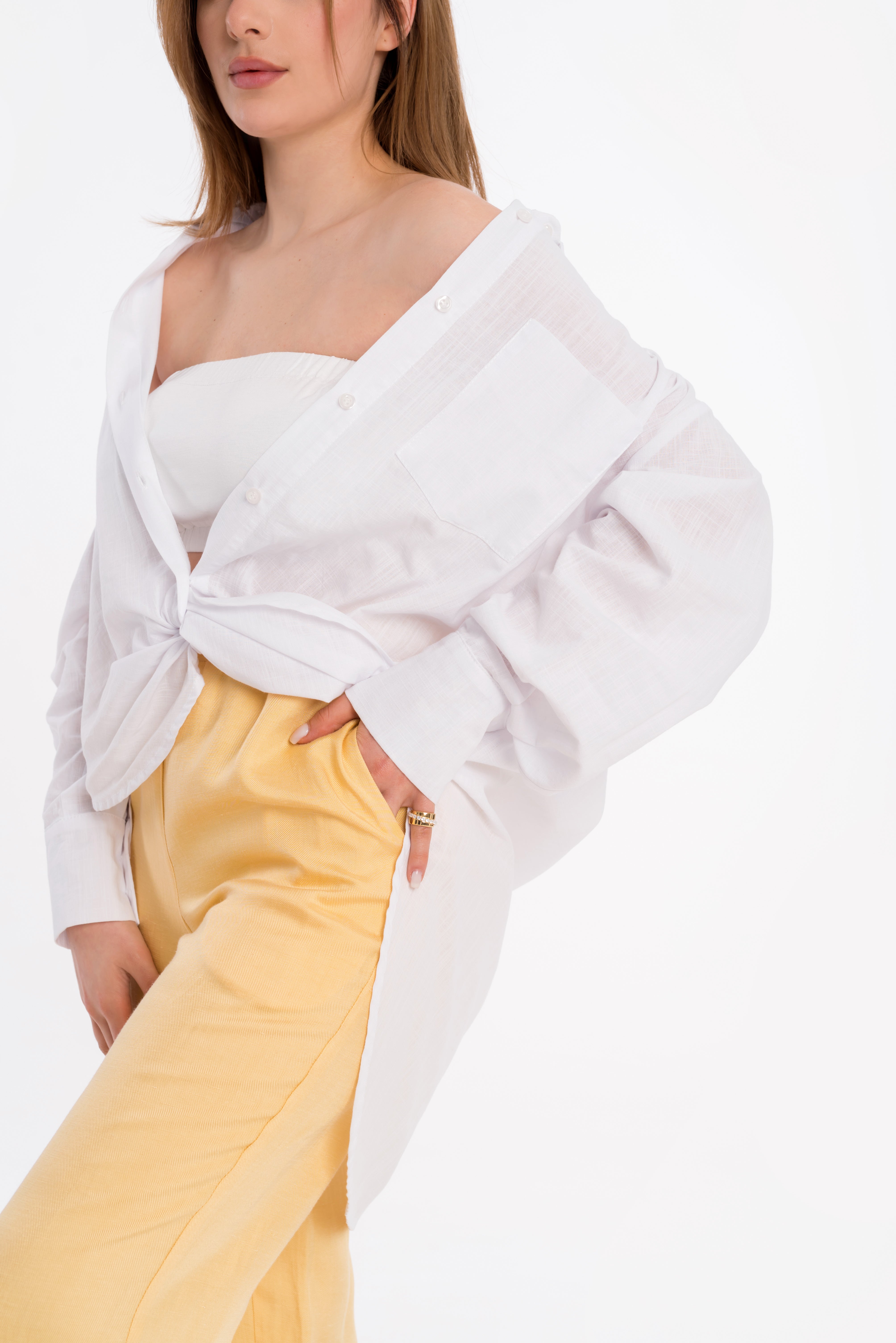 Loose white shirt with long sleeves Loose white shirt with long sleeves