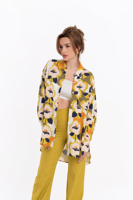 Loose shirt in yellow melange