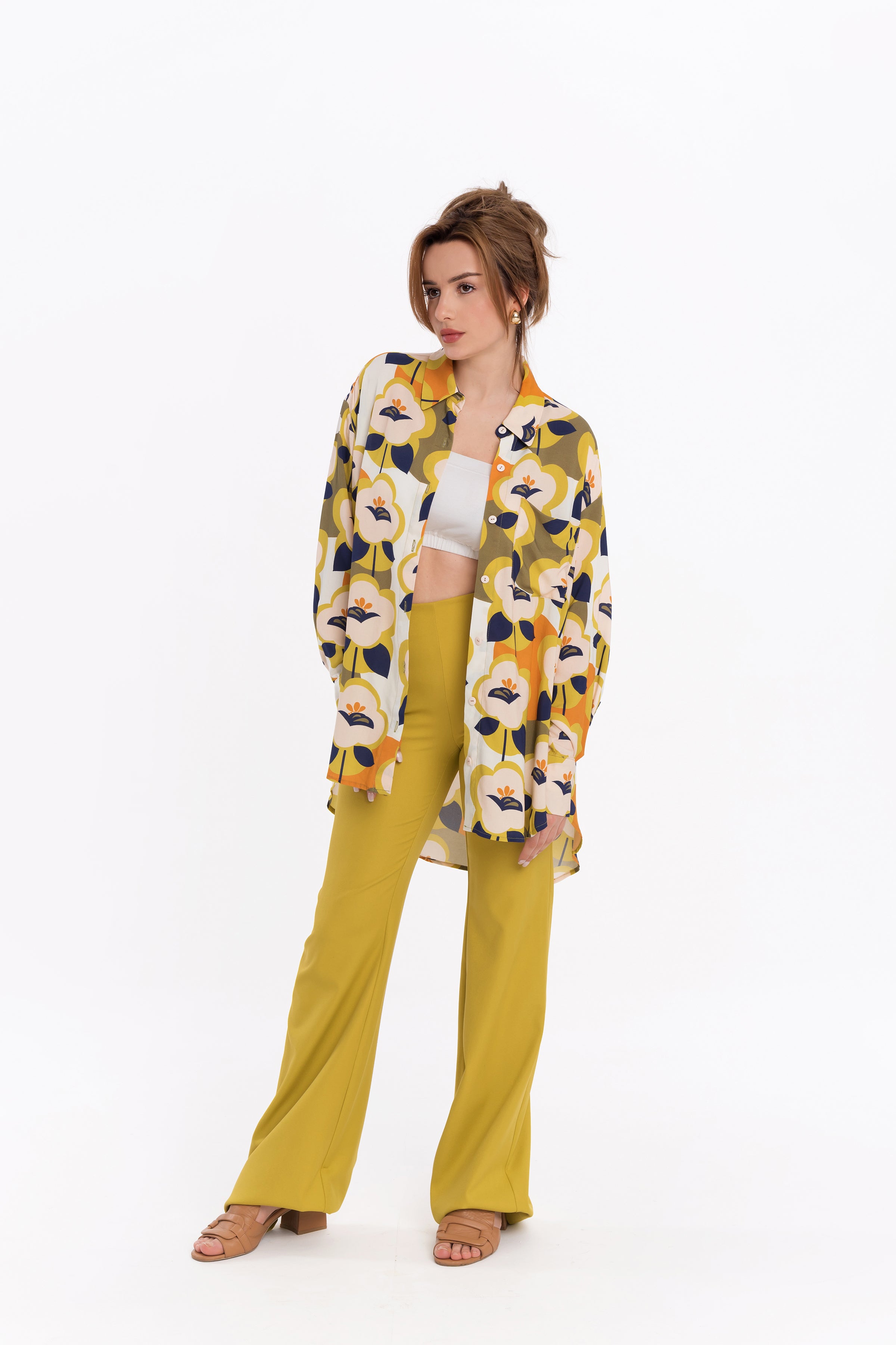 Loose shirt in yellow melange Loose shirt in yellow melange