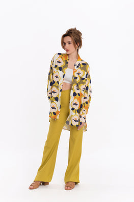 Loose shirt in yellow melange