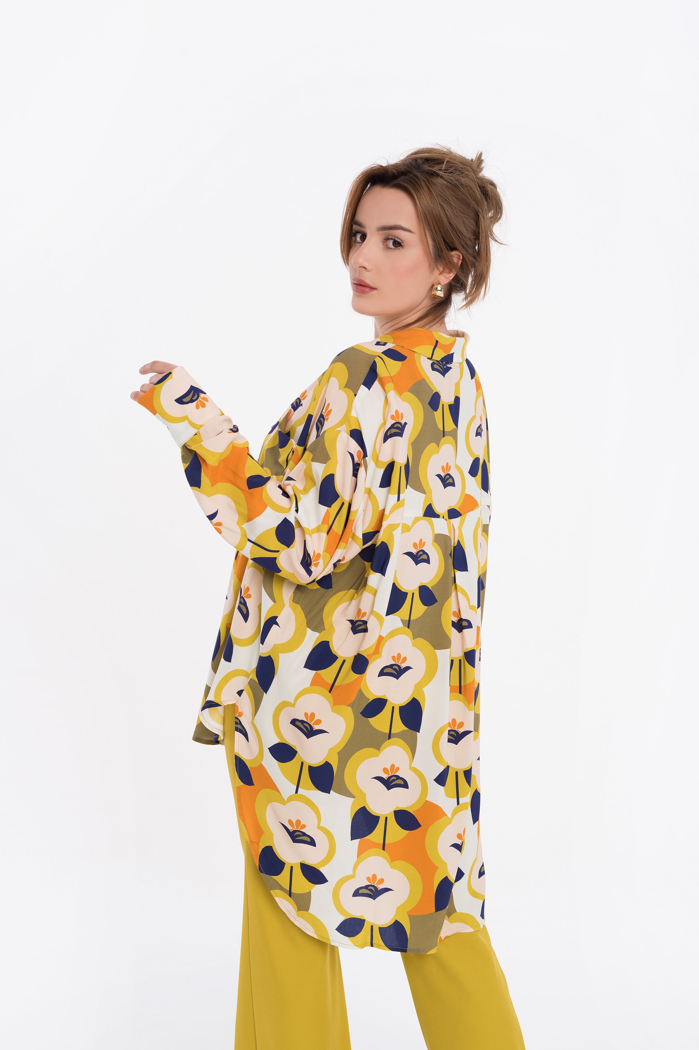 Loose shirt in yellow melange Loose shirt in yellow melange