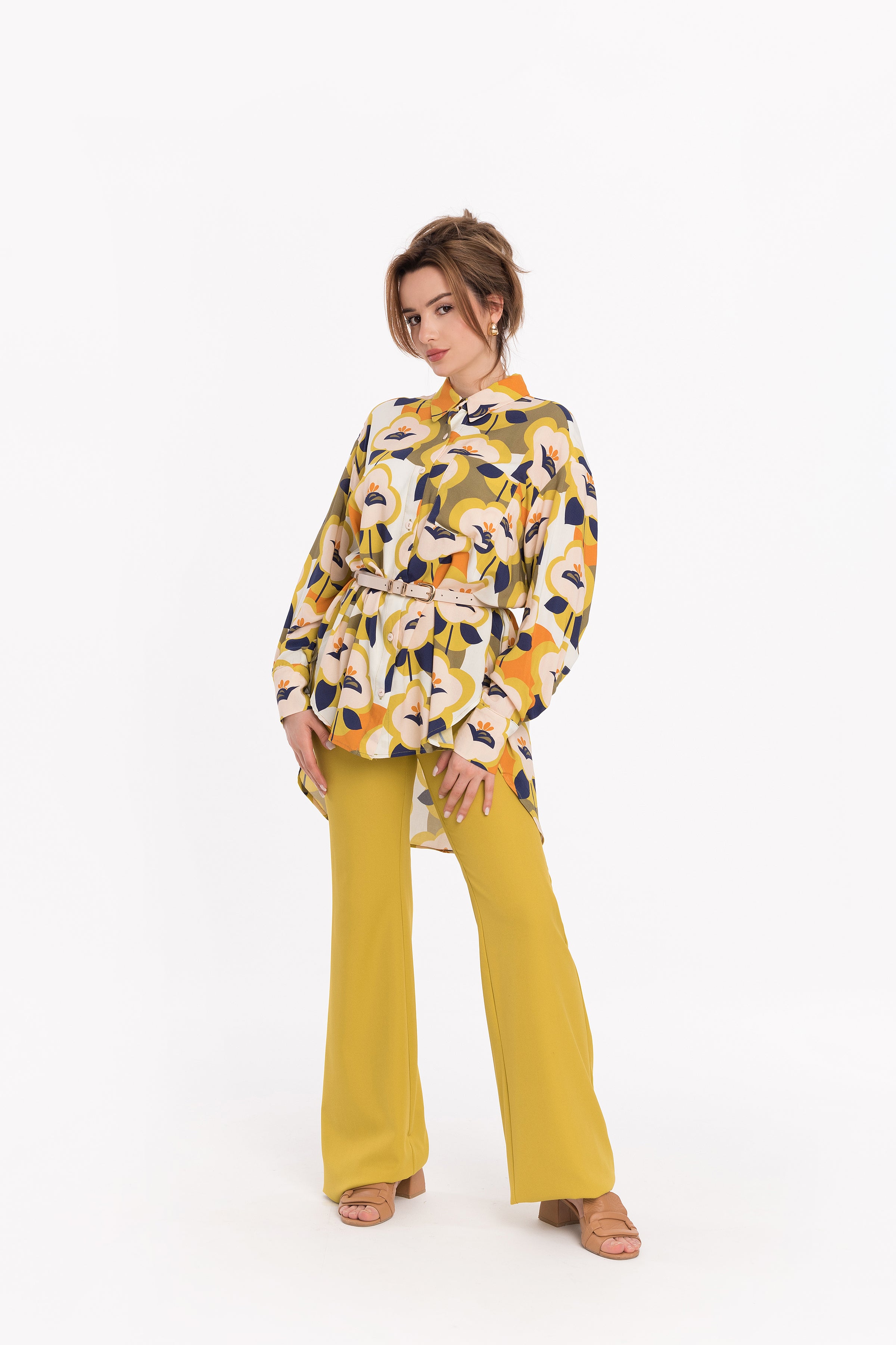 Loose shirt in yellow melange Loose shirt in yellow melange