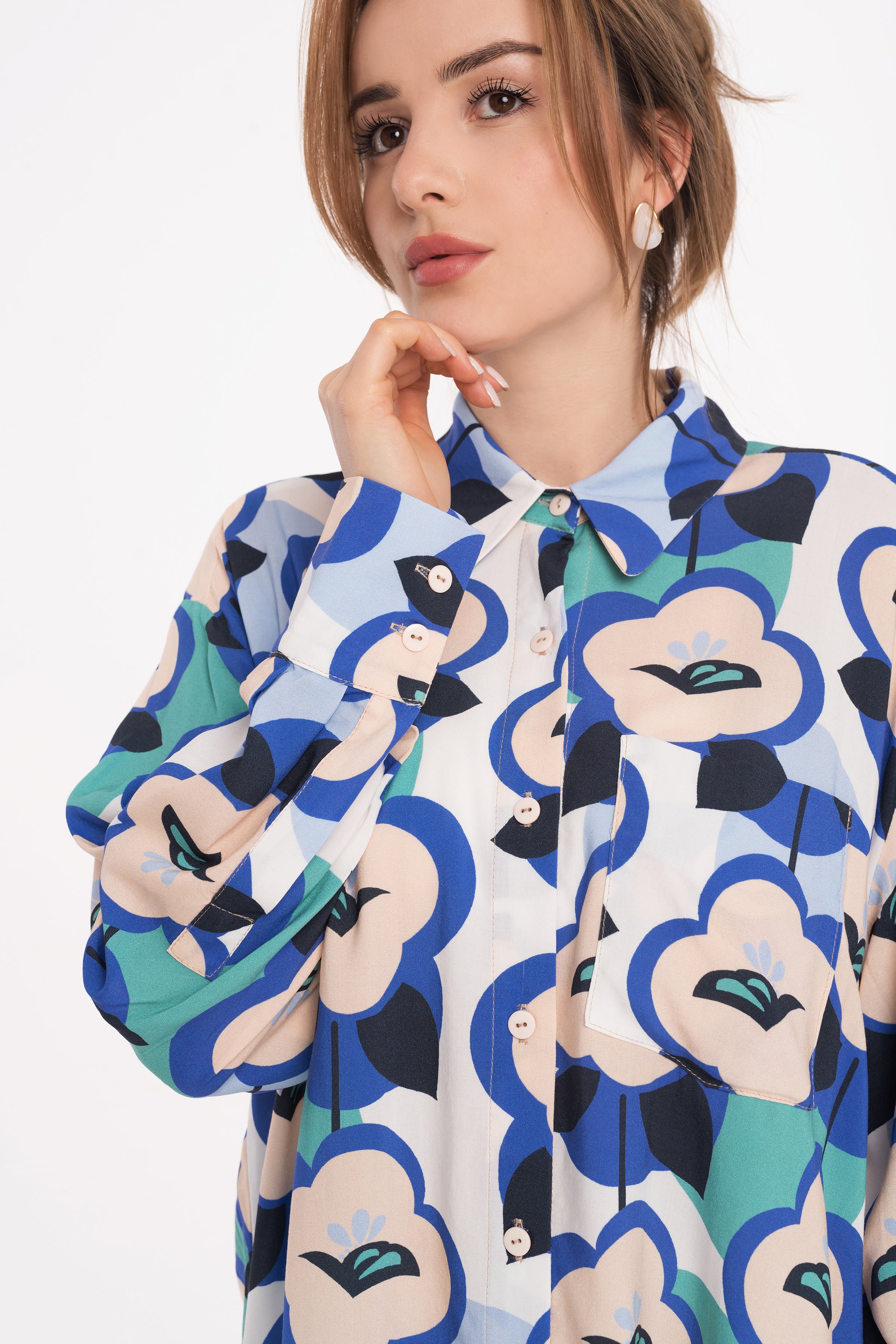 Loose shirt in blue melange Loose shirt in blue melange