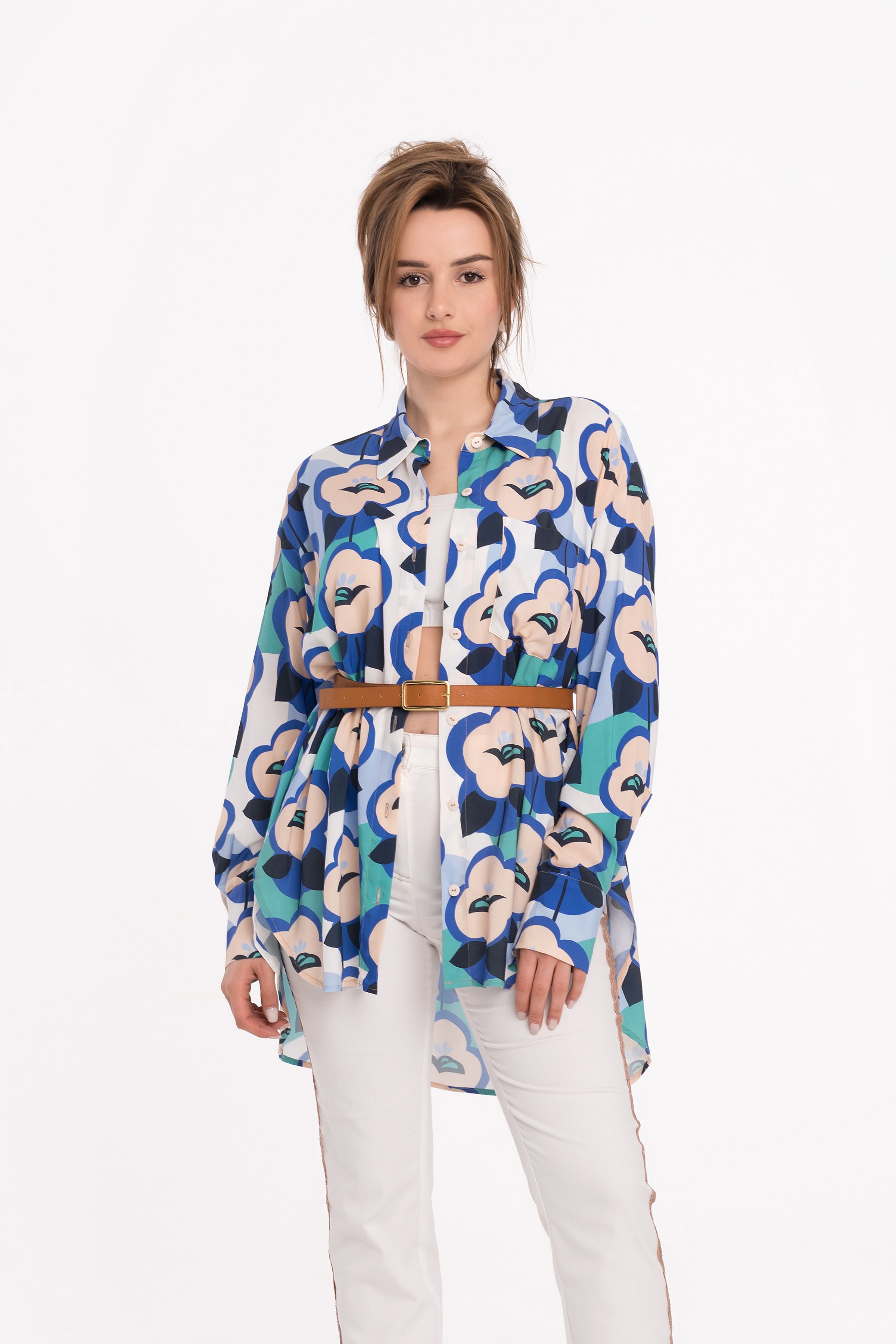 Loose shirt in blue melange Loose shirt in blue melange