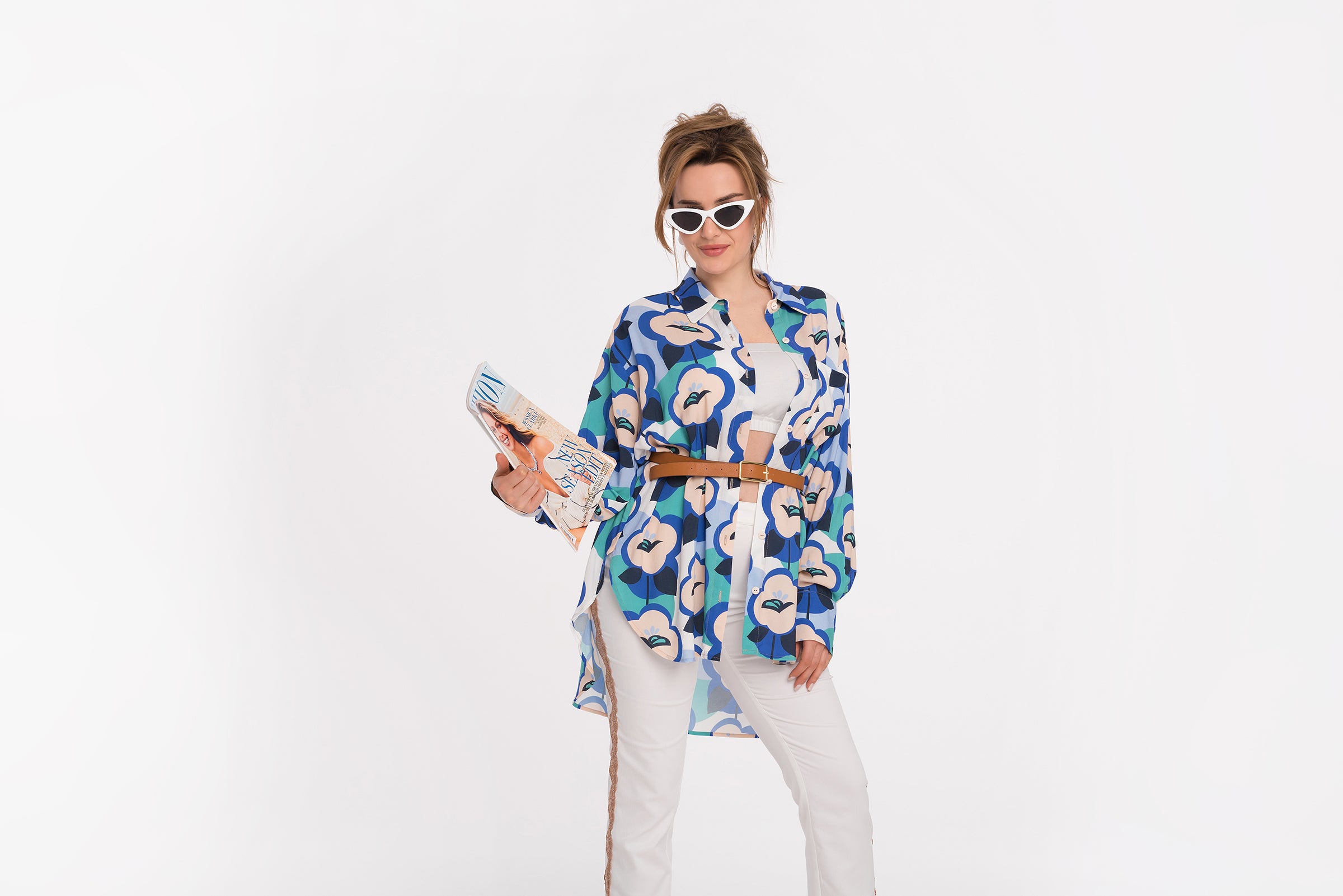 Loose shirt in blue melange Loose shirt in blue melange