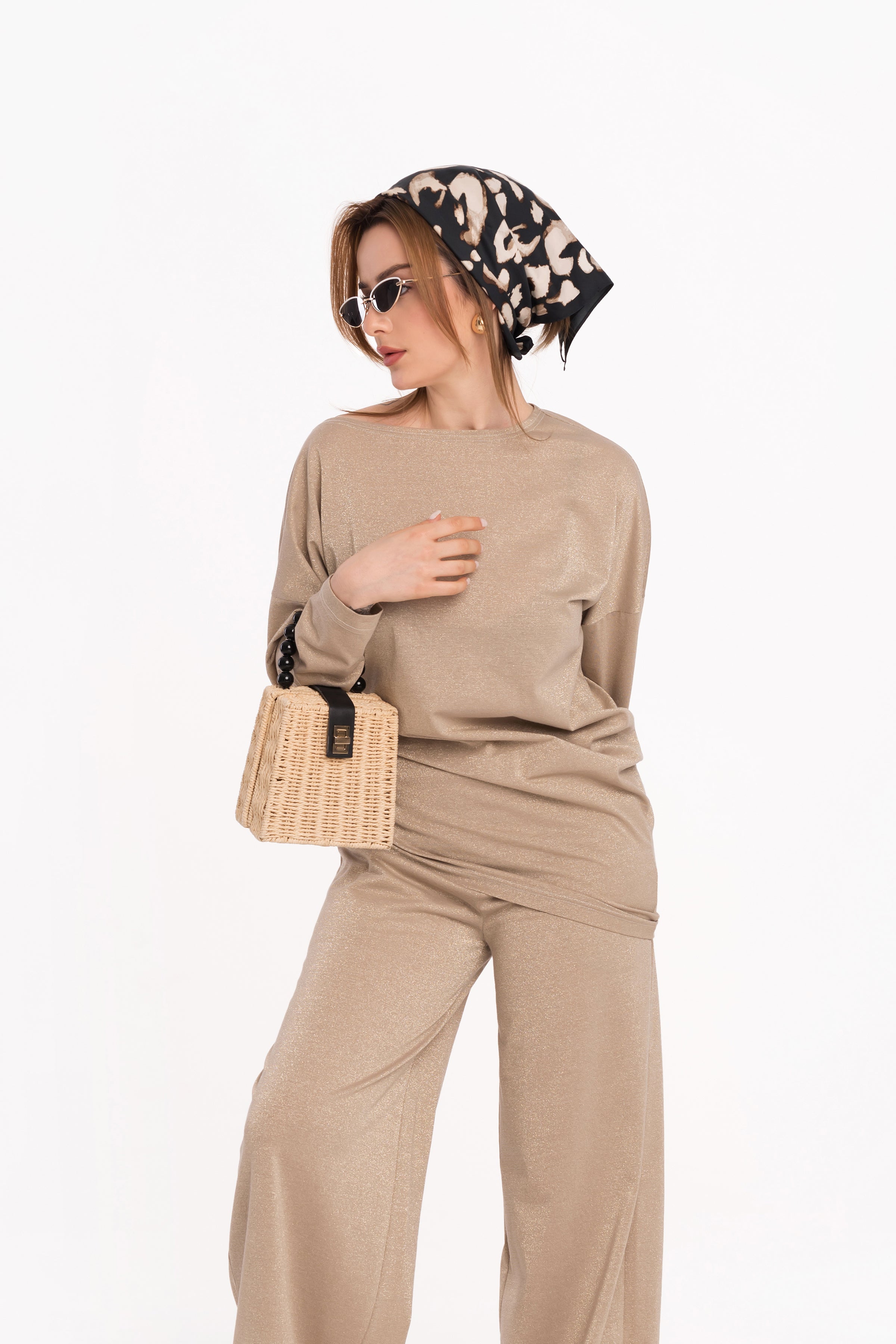 Tracksuit trousers in golden cotton Tracksuit trousers in golden cotton