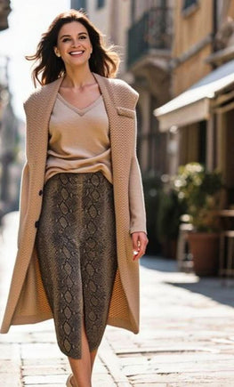 Elegant style python skirt – Front view – Silvy Rowson
