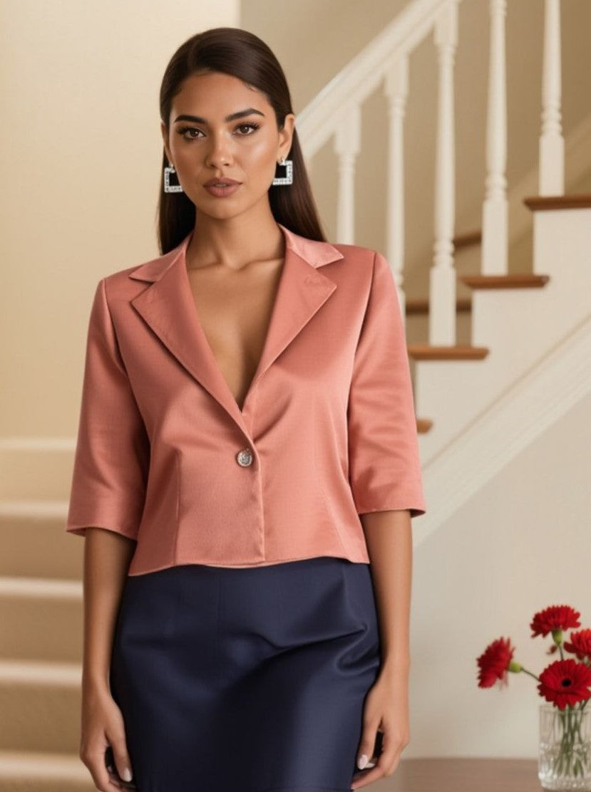 Giacca dal taglio corto in shantung rosa Giacca dal taglio corto in shantung rosa