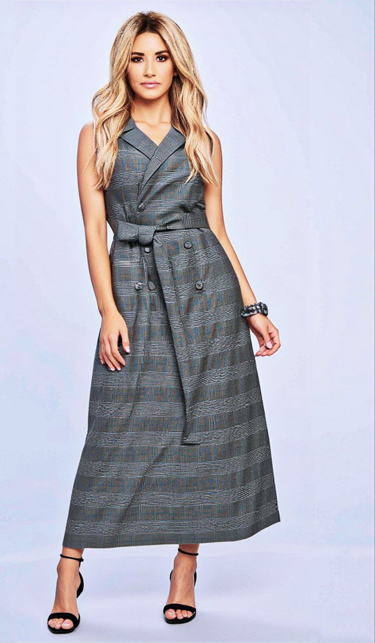 Double-breasted plaid dress Double-breasted plaid dress
