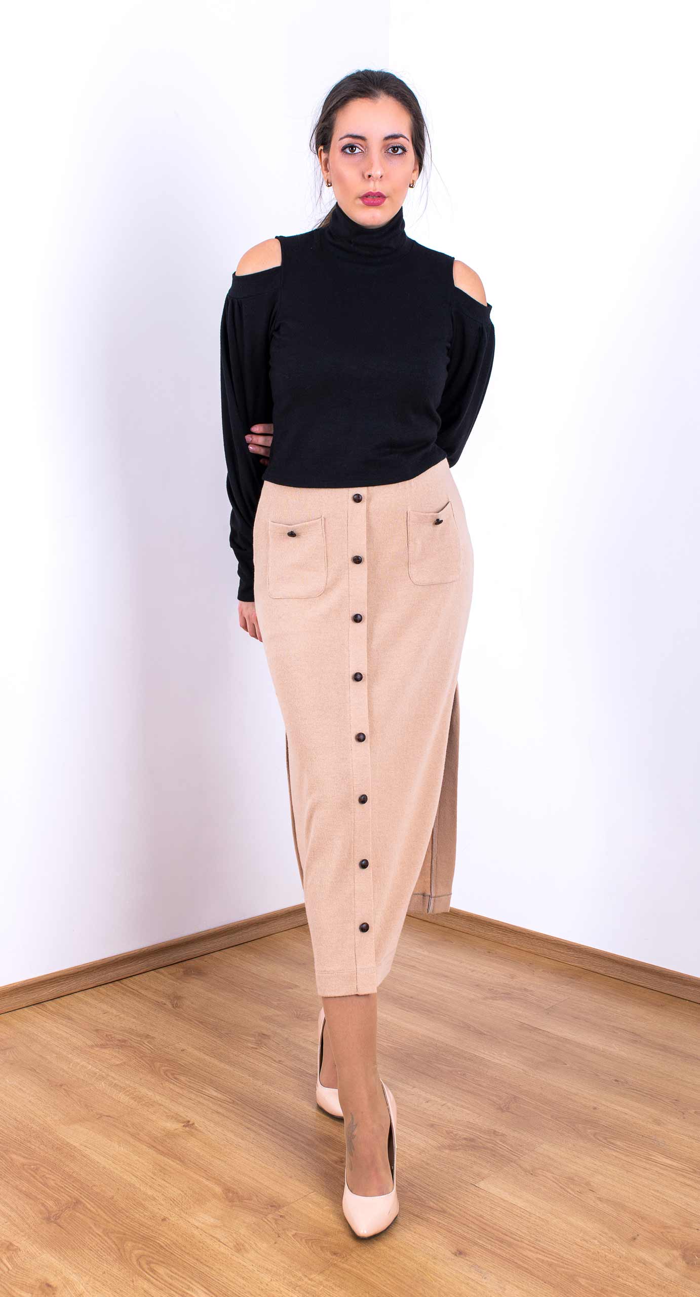 Knitted skirt on a shape of a pencil Knitted skirt on a shape of a pencil