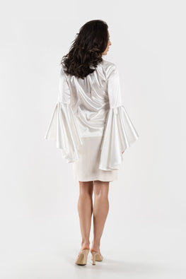 Satin blouse flared sleeves