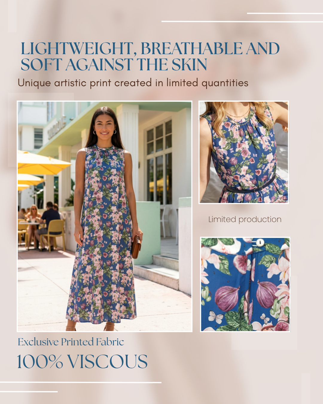 Dress Maxi Blue Viscose figs Dress Maxi Blue Viscose figs