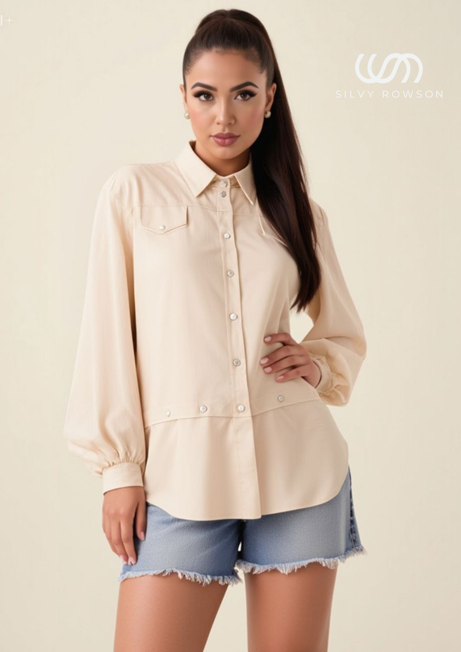 Beige shirt with detachable front Beige shirt with detachable front