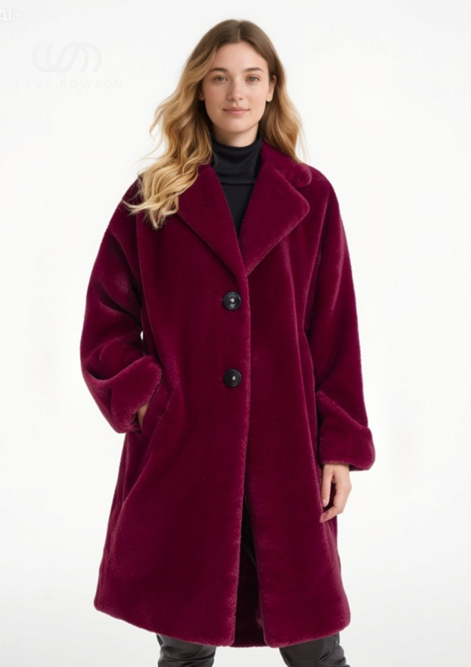 Coat with a long collar Coat with a long collar