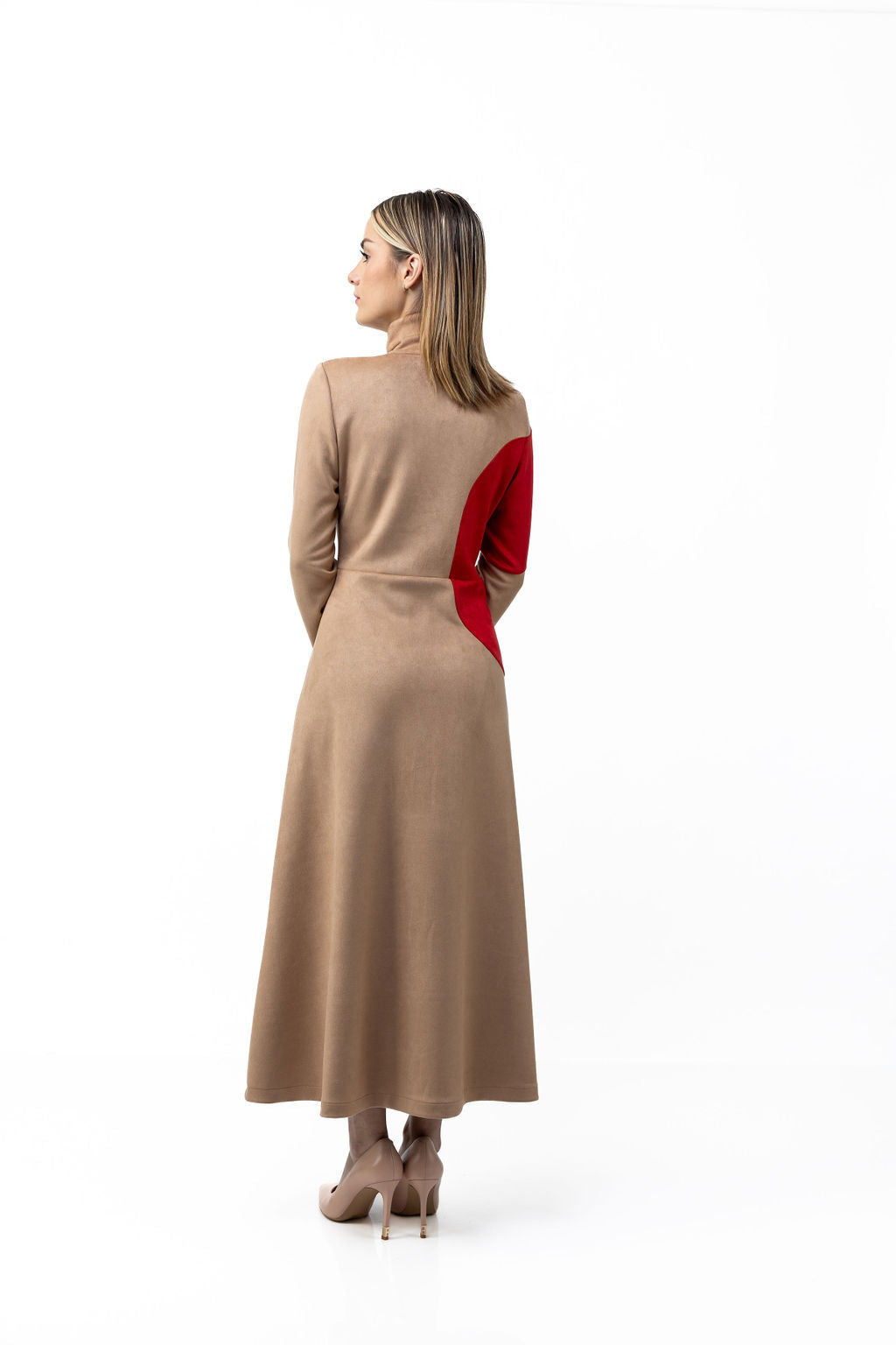 Dress Beige&Red-S Dress Beige&Red-S