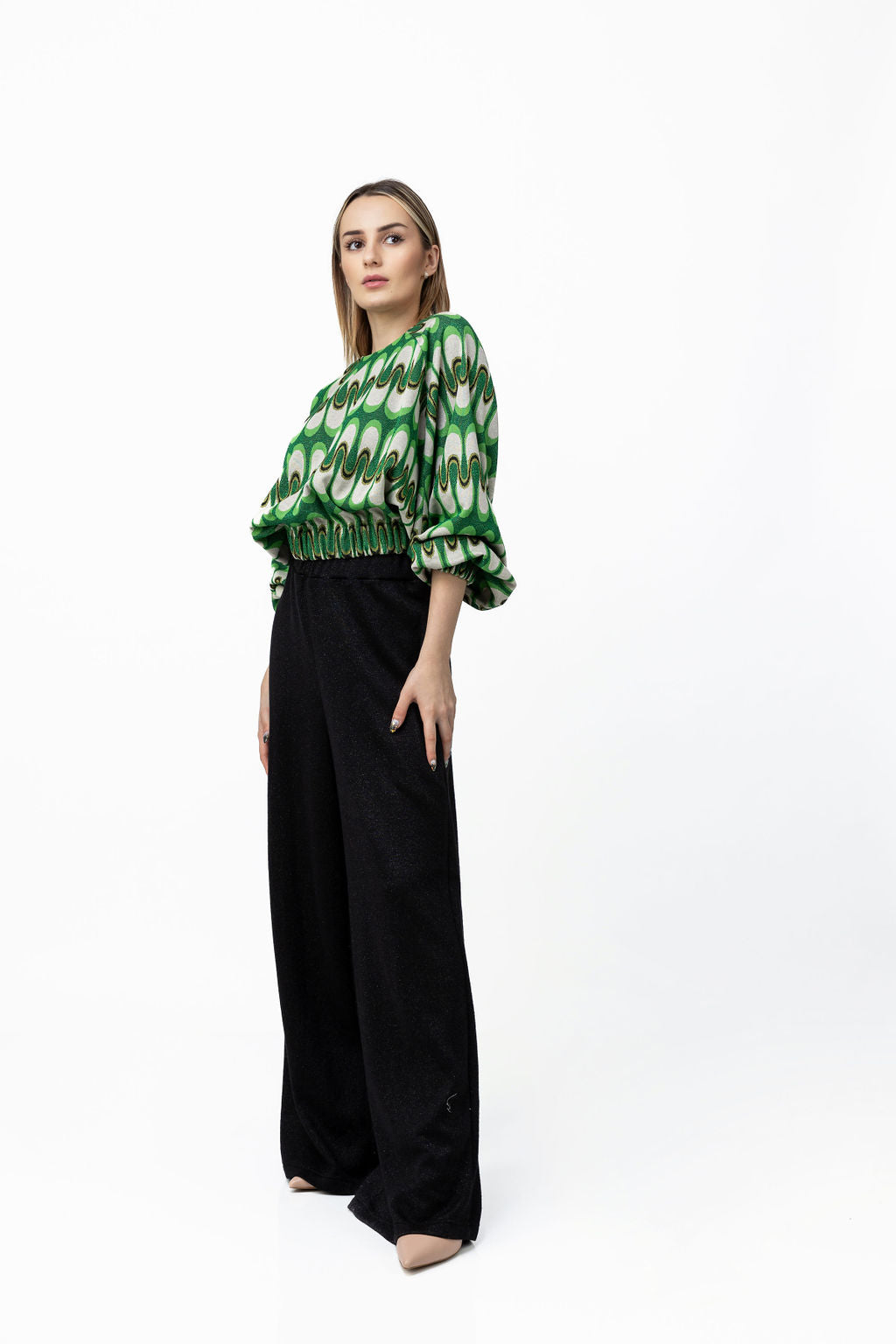 Wide legs trousers in black tricot Wide legs trousers in black tricot