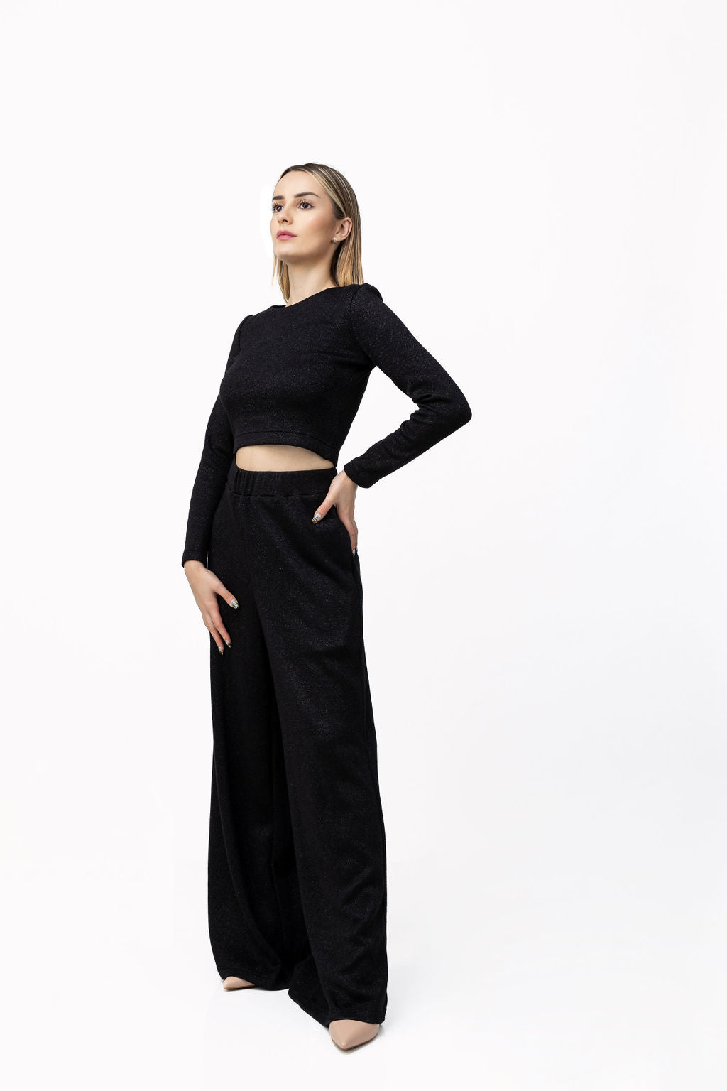 Crop top blouse black tricot Crop top blouse black tricot