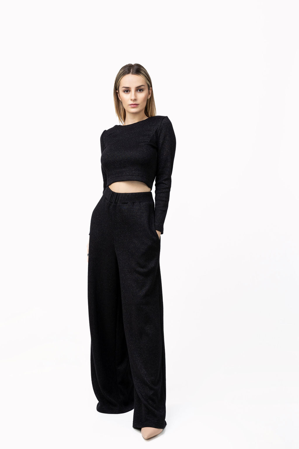 Crop top blouse black tricot Crop top blouse black tricot