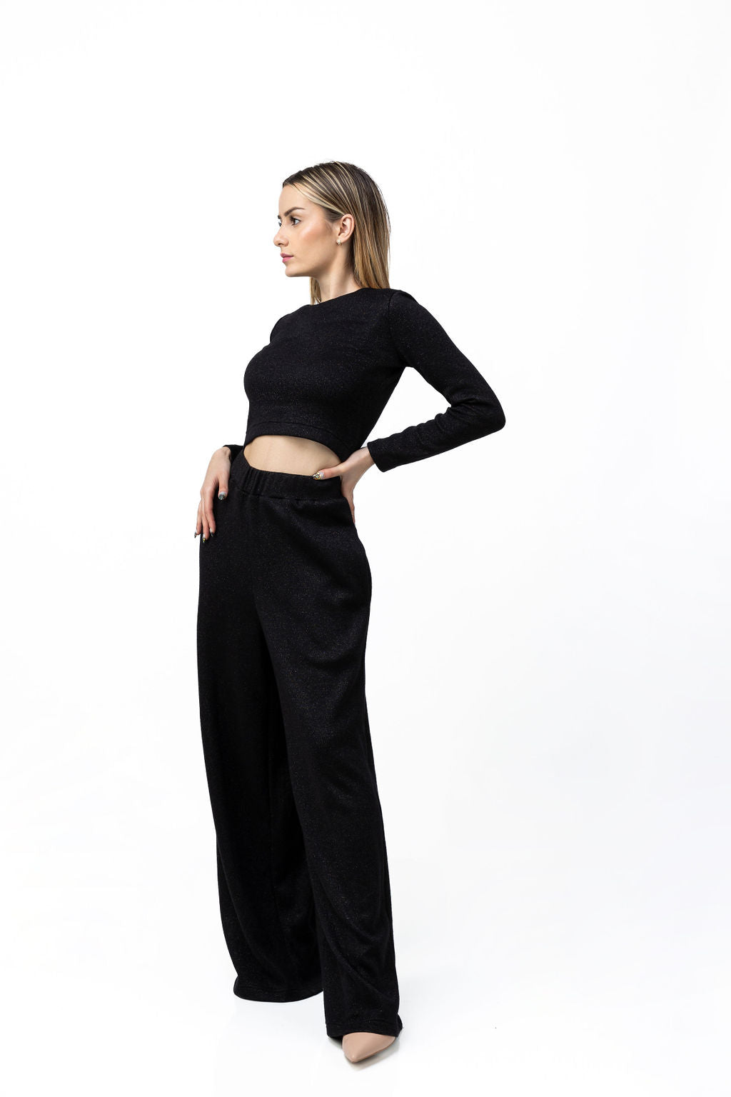 Crop top blouse black tricot Crop top blouse black tricot