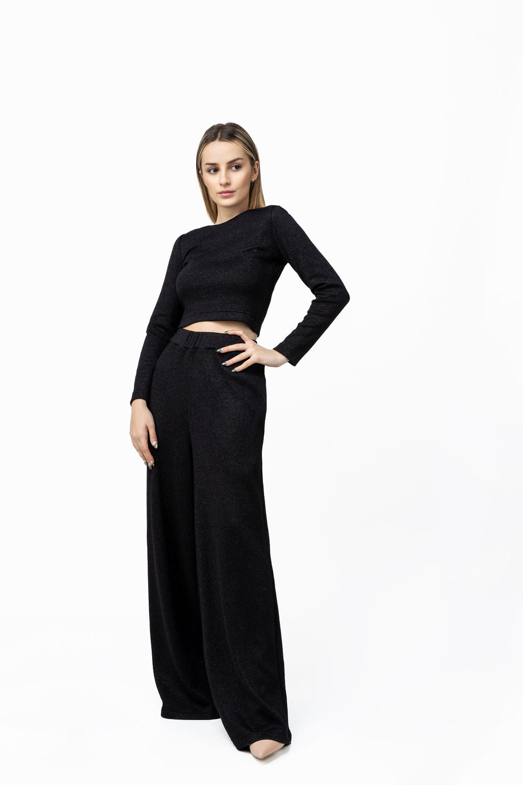 Crop top blouse black tricot Crop top blouse black tricot