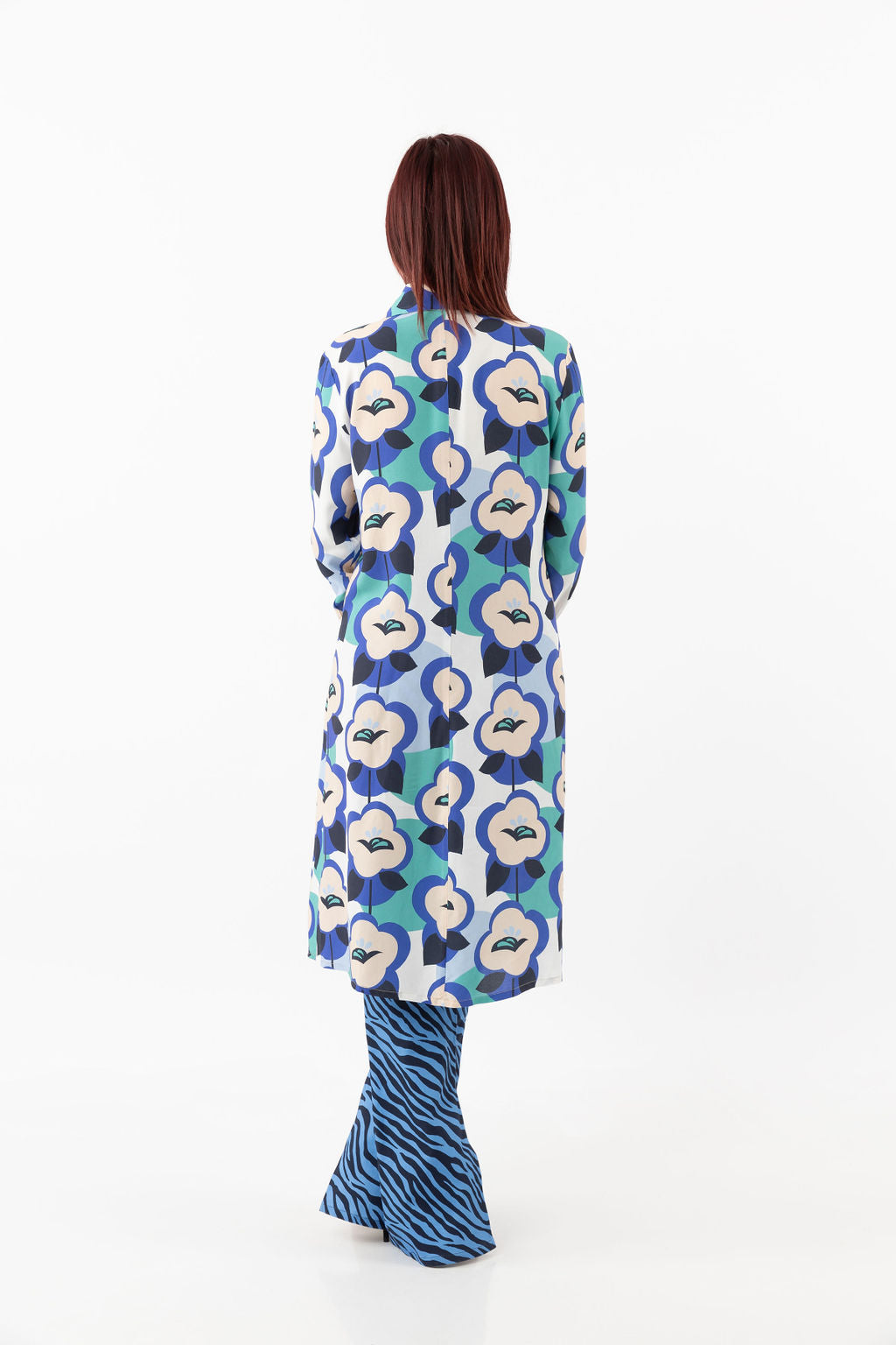 Long shirt-dress blue melange Long shirt-dress blue melange