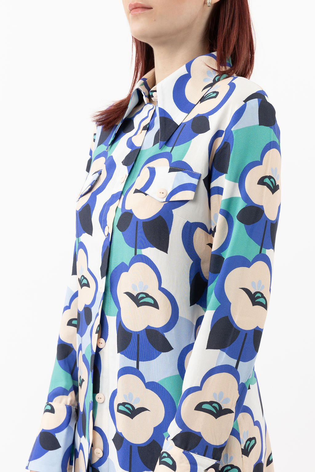 Long shirt-dress blue melange Long shirt-dress blue melange