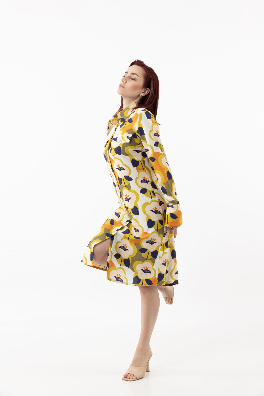 Long shirt-dress with colourful details Long shirt-dress with colourful details