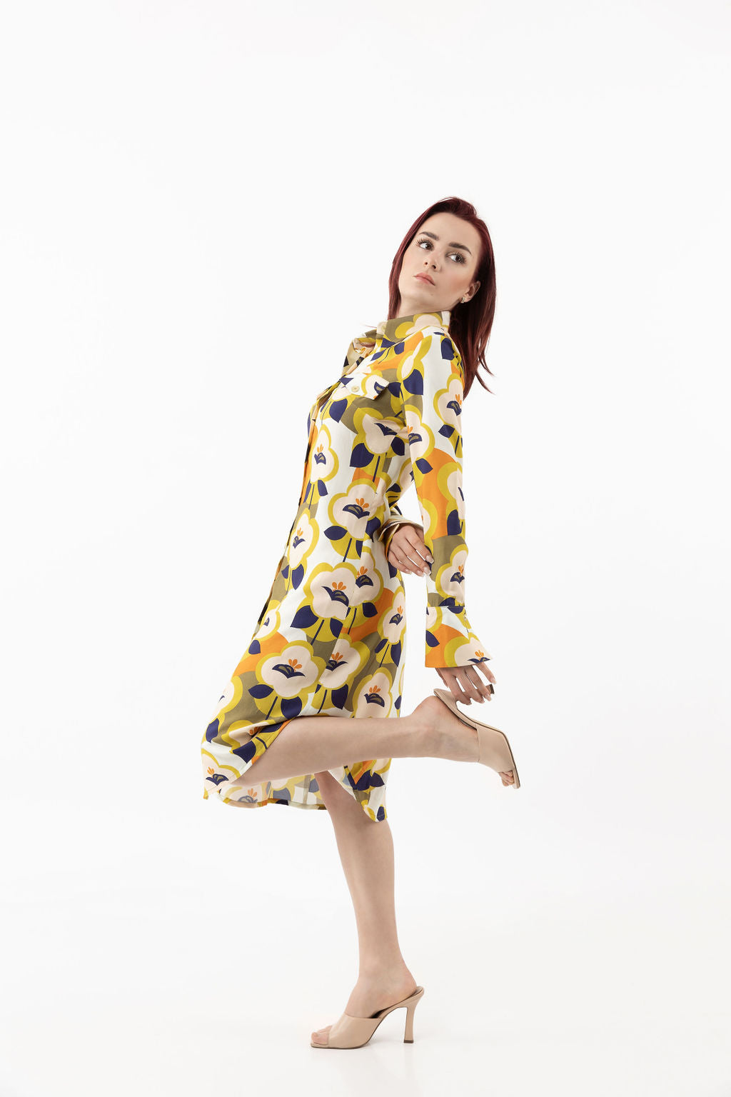 Long shirt-dress with colourful details Long shirt-dress with colourful details