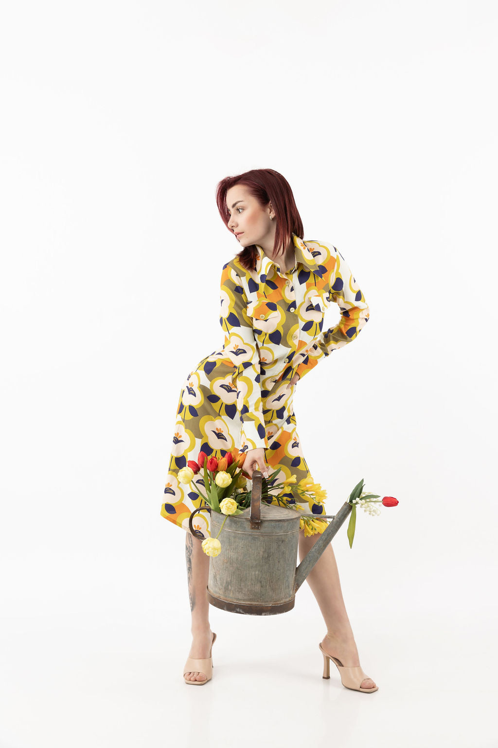 Long shirt-dress with colourful details Long shirt-dress with colourful details