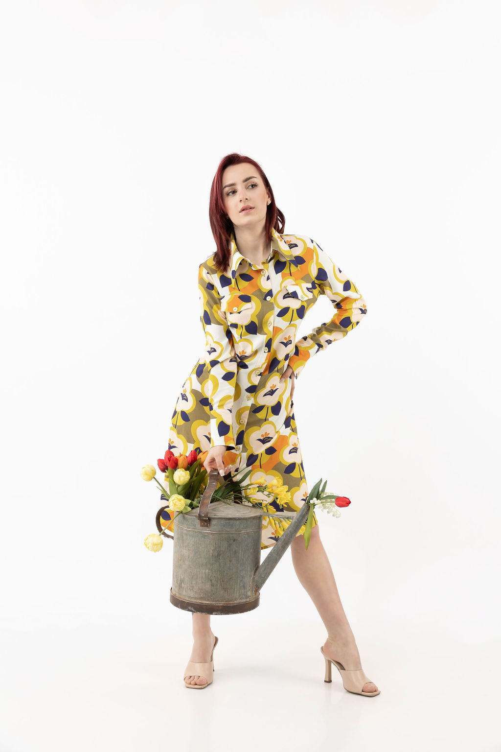 Long shirt-dress with colourful details Long shirt-dress with colourful details