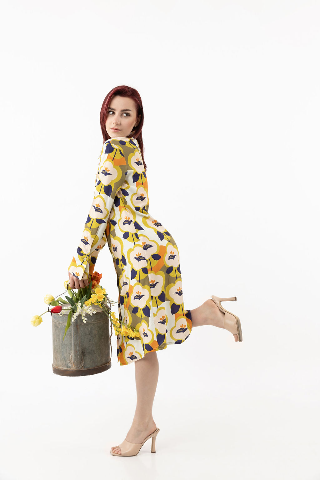 Long shirt-dress with colourful details Long shirt-dress with colourful details