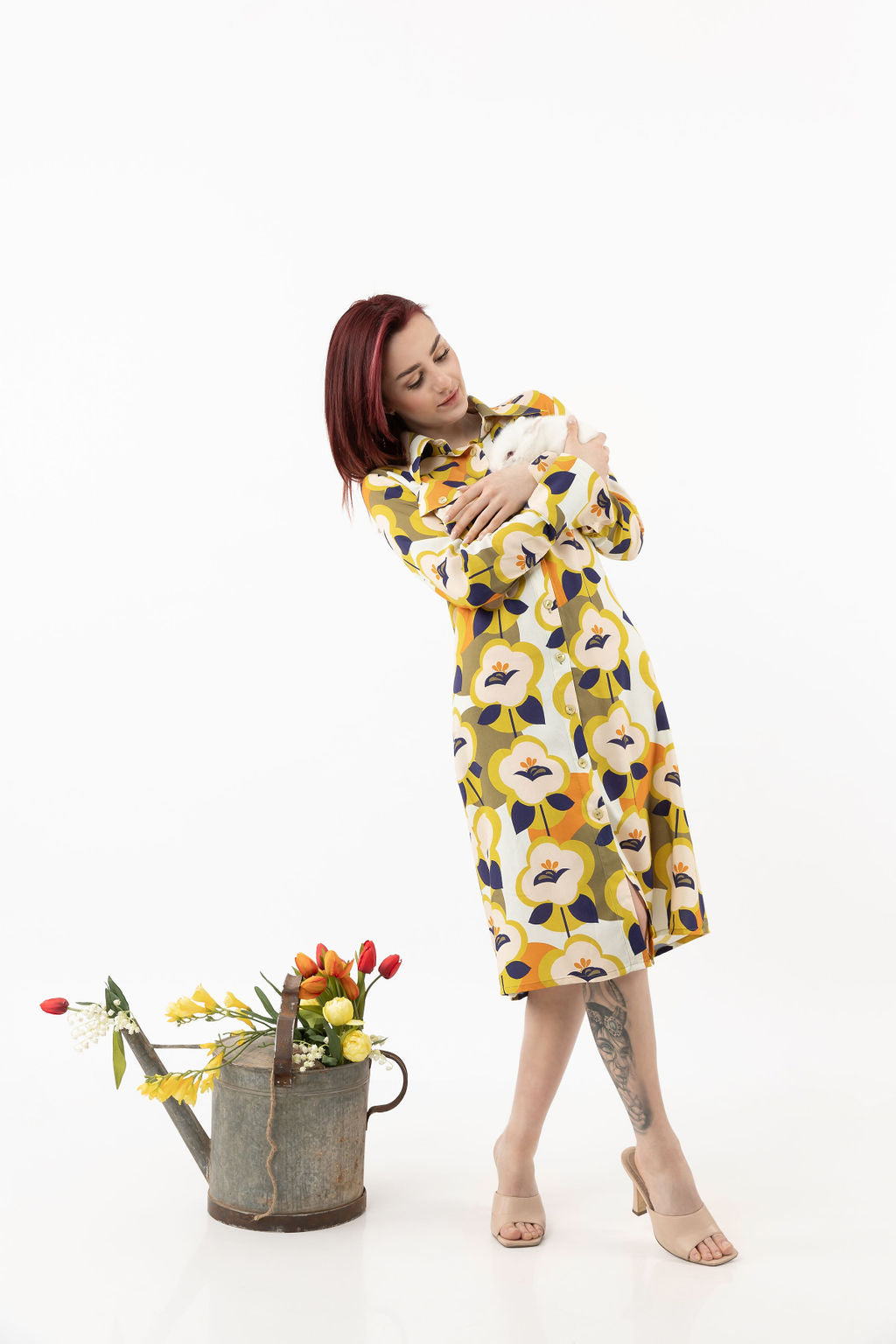 Long shirt-dress with colourful details Long shirt-dress with colourful details