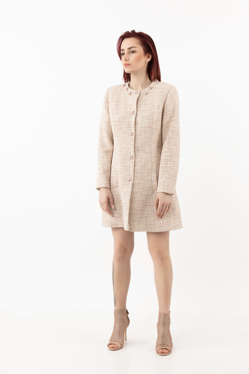 JACKET PINK BOUCKLE LONG HALF CLOSH JACKET PINK BOUCKLE LONG HALF CLOSH
