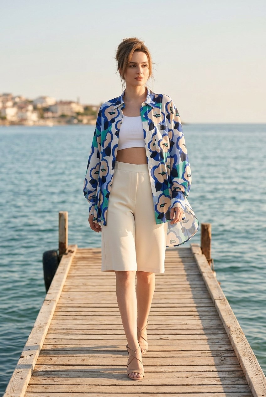 Loose shirt in blue melange Loose shirt in blue melange