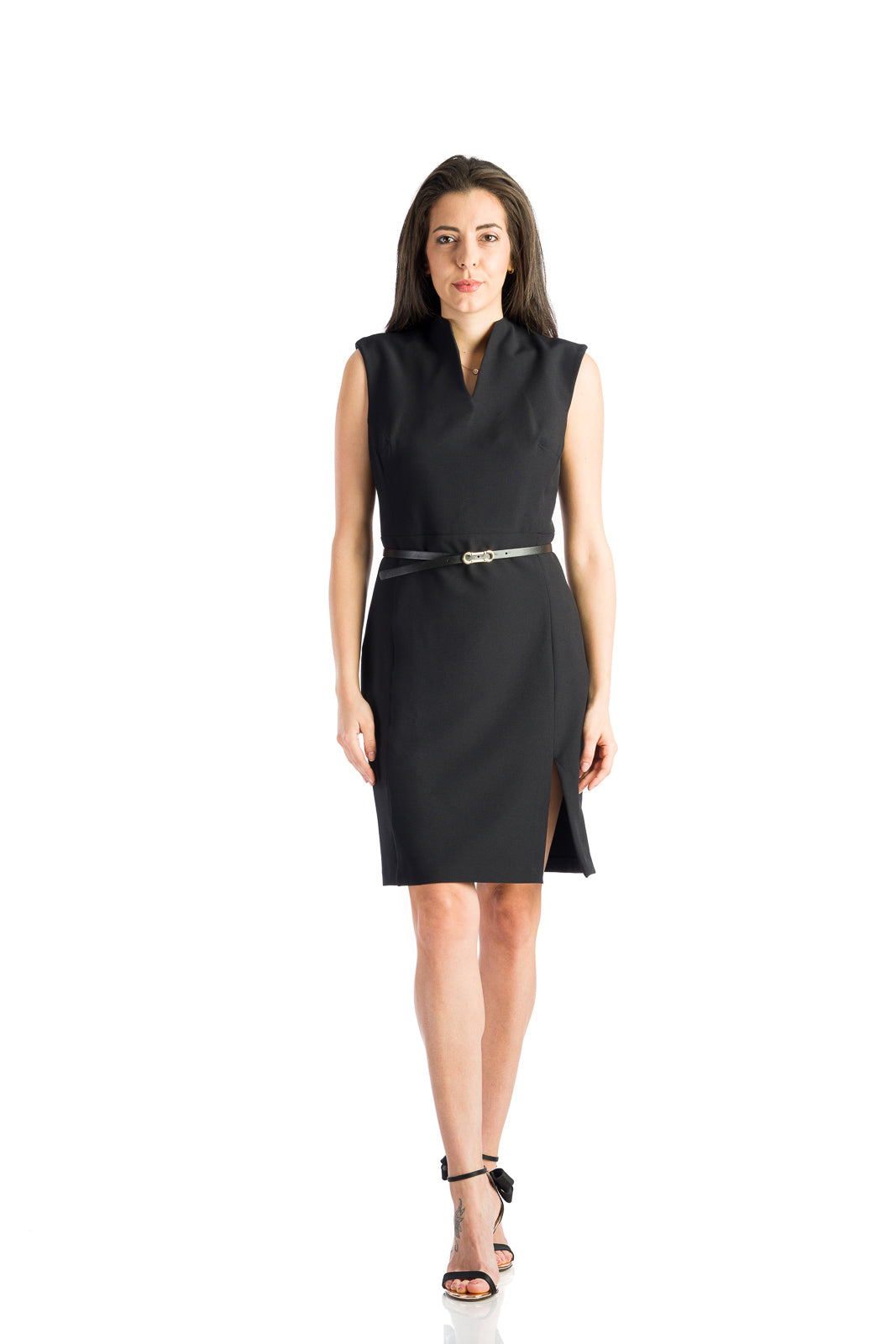 Sleeveless black dress Sleeveless black dress – Front view – Silvy Rowson