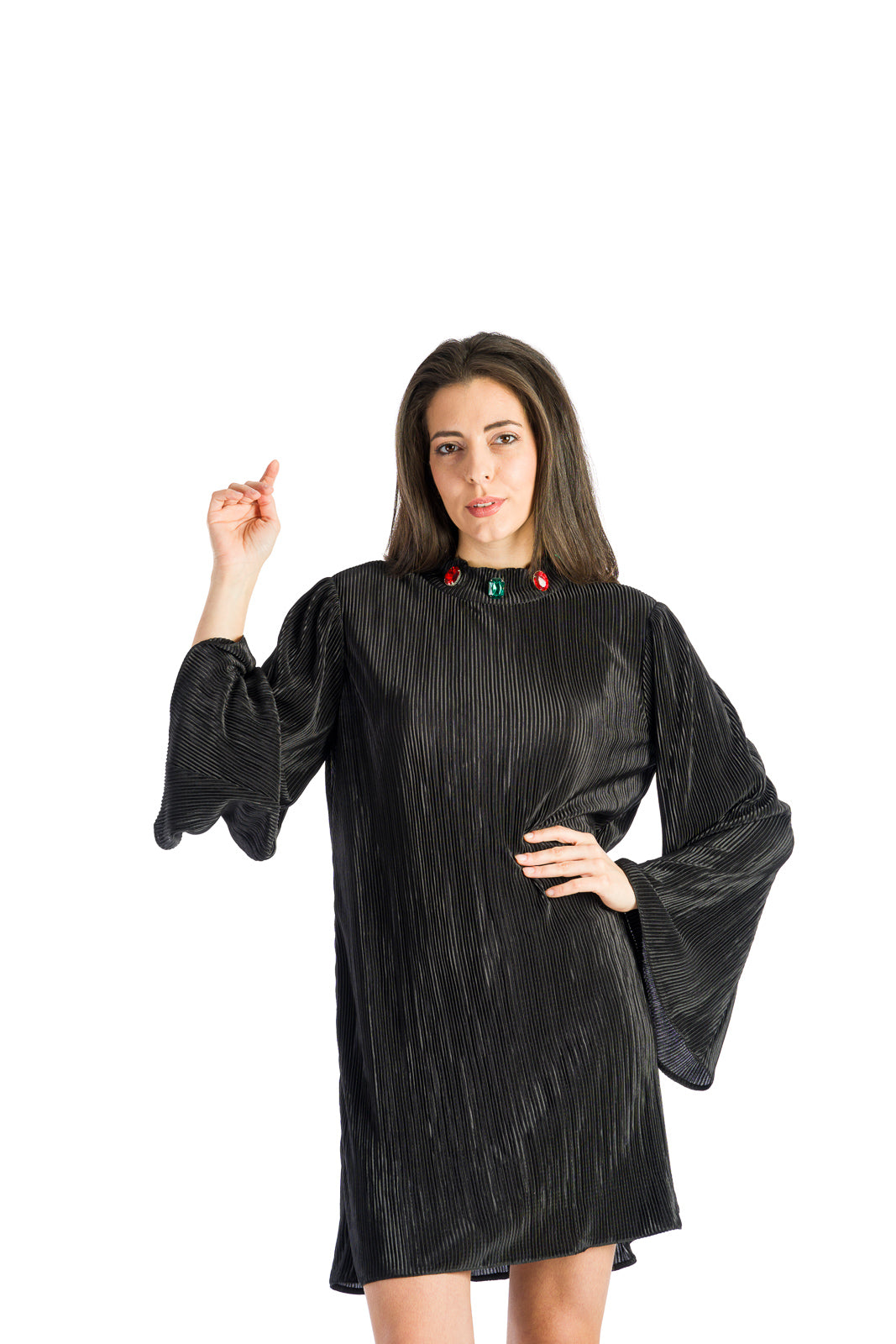 Рокля Solei в черно с плисета Рокля Solei в черно с плисета