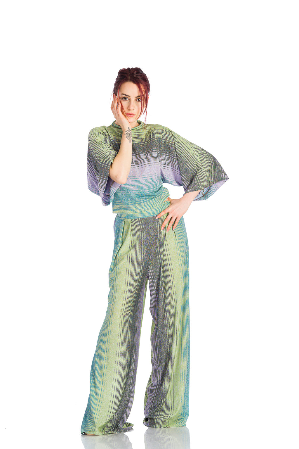 Colourful pants with a loose design Colourful pants with a loose design