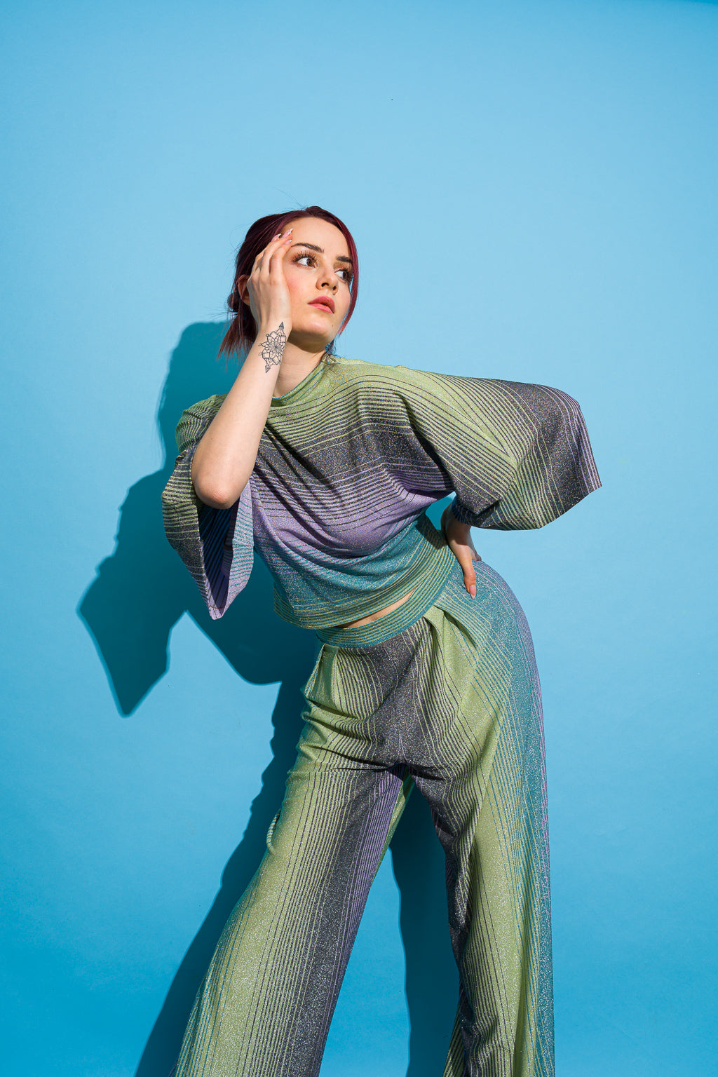 Colourful pants with a loose design Colourful pants with a loose design