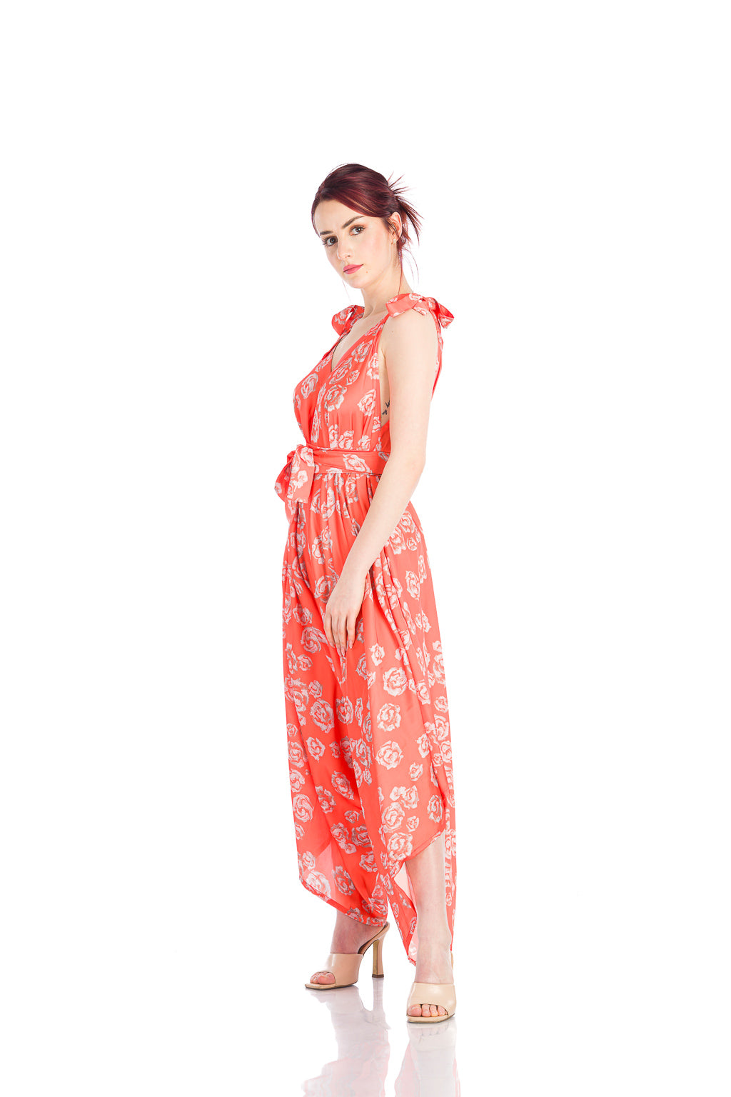 Satin jumpsuit with roses print Satin jumpsuit with roses print