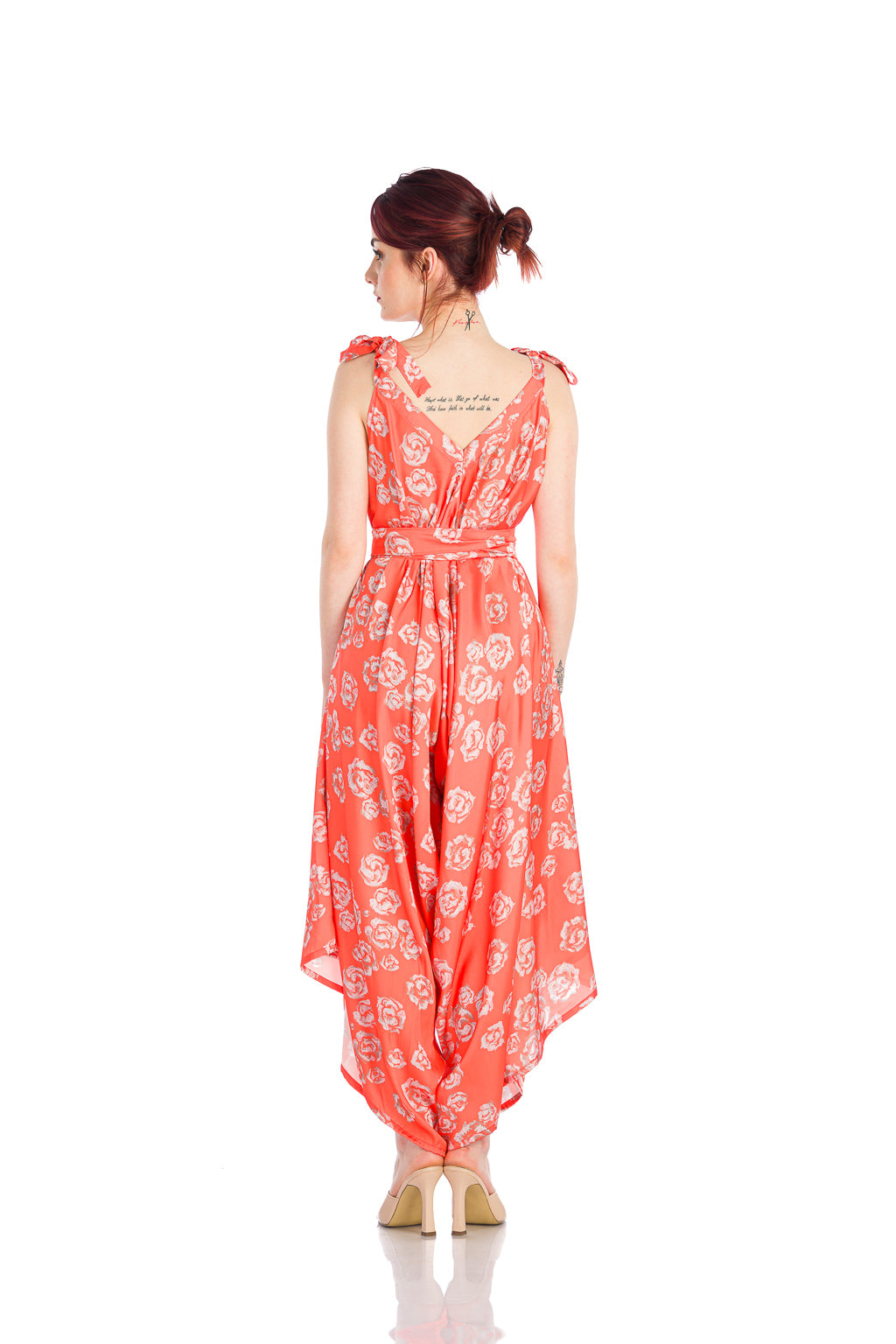 Satin jumpsuit with roses print Satin jumpsuit with roses print