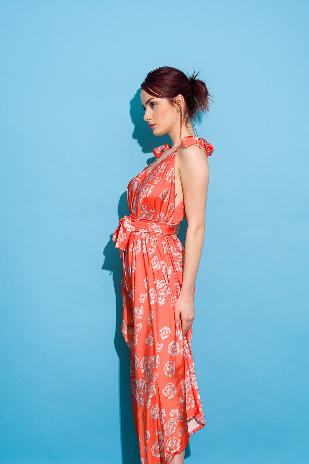 Satin jumpsuit with roses print Satin jumpsuit with roses print
